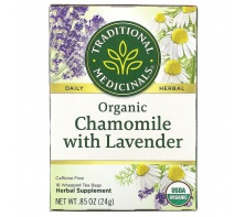 Traditional Medicinals, Organic Chamomile with Lavender, Caffeine Free, 16 Wrapped Tea Bags, .85 oz 