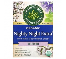 Traditional Medicinals, Organic Nighty Night Extra Tea, Valerian, 16 Wrapped Tea Bags, 0.85 oz (24 g