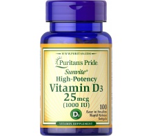 Viên uống bổ sung Vitamin D3 Puritan’s Pride Vitamin D3 25mcg (1000 IU) 100 Softgels
