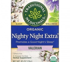 Traditional Medicinals, Organic Nighty Night Extra Tea, Valerian, 16 Wrapped Tea Bags, 0.85 oz (24 g