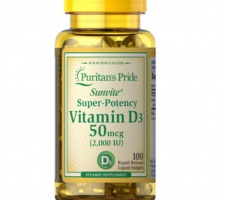 Viên uống bổ sung Vitamin D3 Puritan’s Pride Vitamin D3 50mcg (2000 IU) 100 Softgels