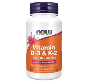 Vitamin D-3 & K-2 1,000 IU / 45 mcg 120 Veg Capsules