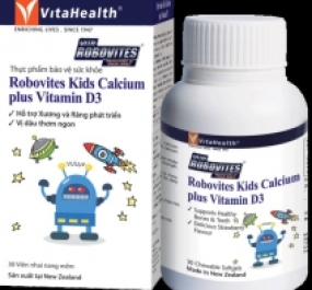 Thực phẩm bảo vệ sức khỏe VitaHealth Robovites Kids Calcium plus Vitamin D3 (30 viên nhai)