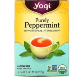 Yogi Tea, Purely Peppermint, Caffeine Free, 16 Tea Bags, .85 oz (24 g)