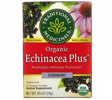 Traditional Medicinals, Organic Echinacea Plus, Elderberry, Caffeine Free, 16 Wrapped Tea Bags, .85 